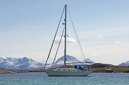 Touché at anchor in a Norwegian fjord