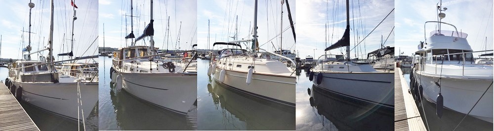 five yachts in merged image